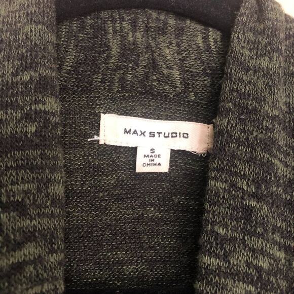 Max studio Green Black Drape Long Sleeve Surplice Top Size Small - Picture 6 of 7